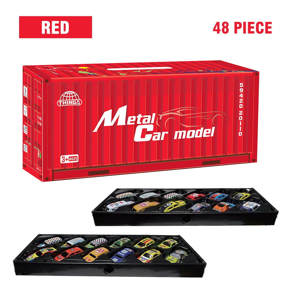 10-48 Pieces Mini Car Set Inertia Pull Back Cars Boys Plastic Vehicle Model