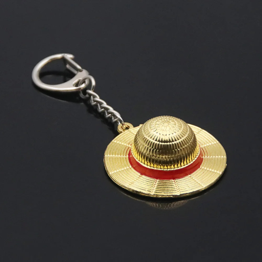 Classic Anime Keychain Straw Hat Pendant Metal Key Chains Fans Cosplay