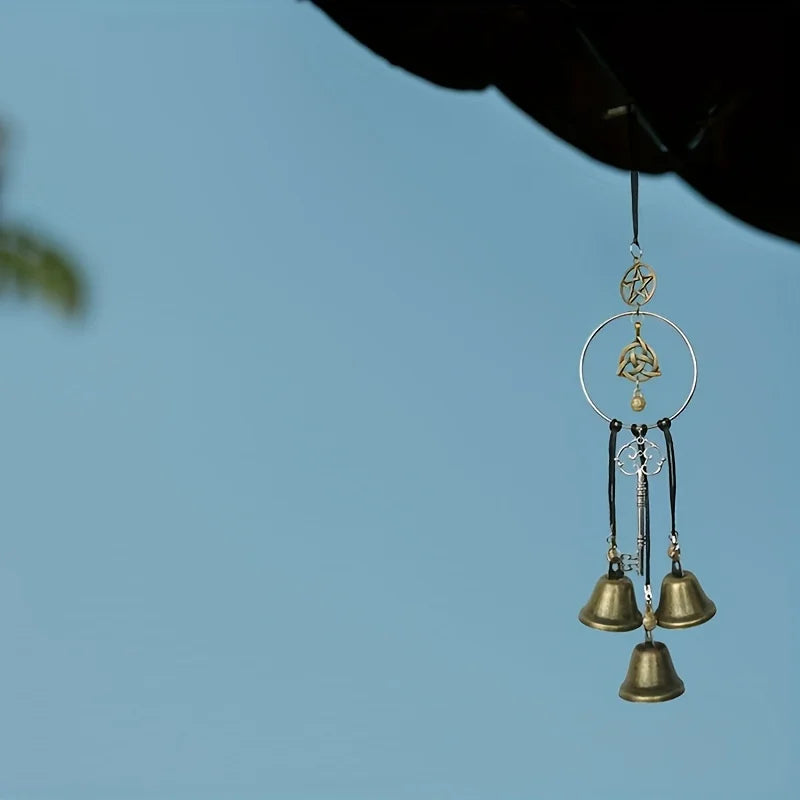 1pc Witch Bell Doorknob Hanging Decorative Wicker Wind Chime Home Decor
