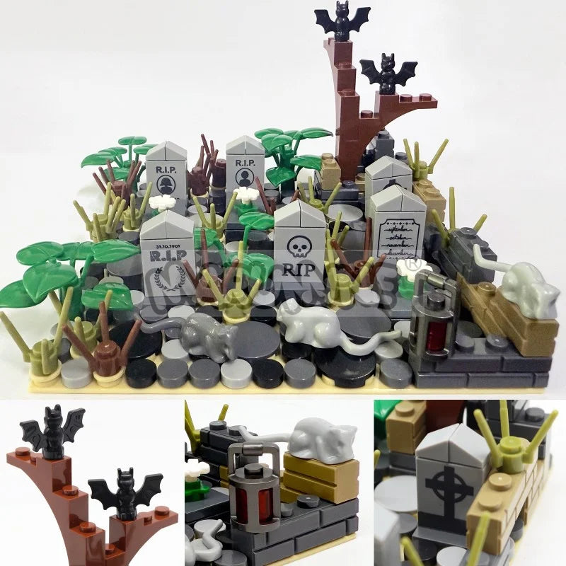 Halloween Building Blocks Set 99-265pcs Graveyard Grave Tombstone Construction