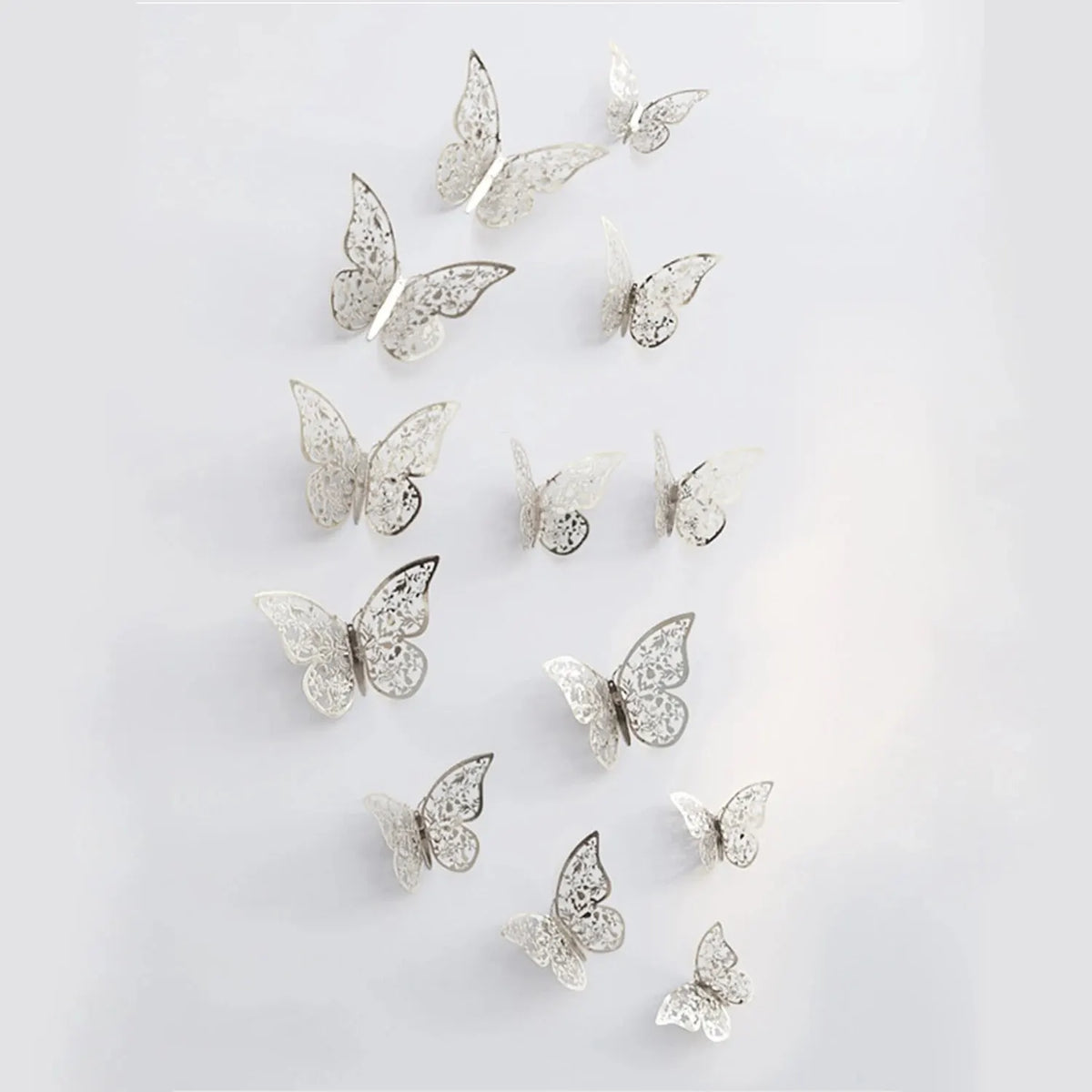 12pcs lot Metal Inspired Hollow 3D Paper Butterfly Decorations Parties