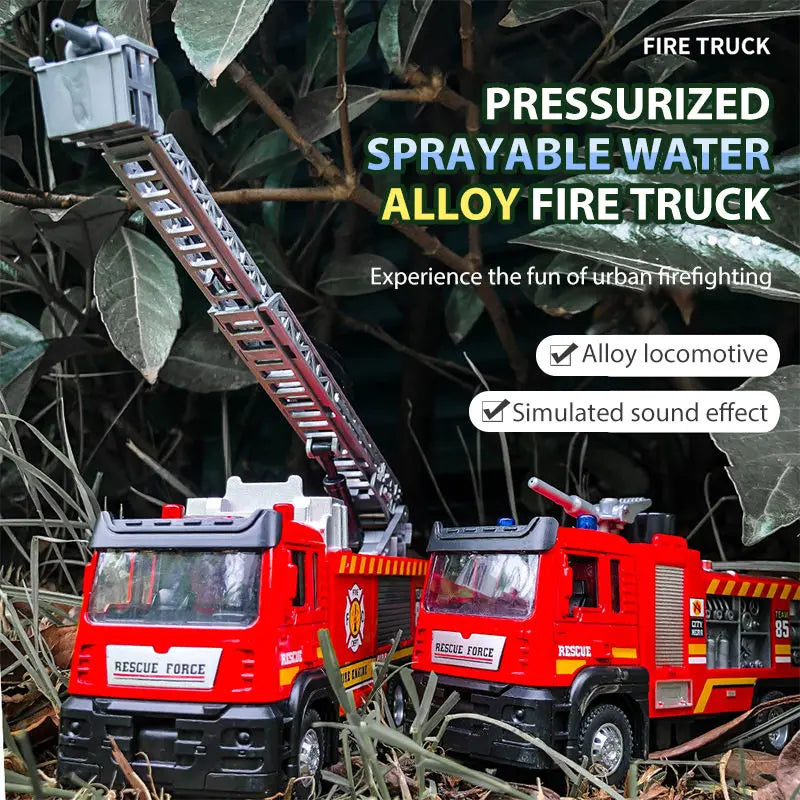1:50 Alloy Fire Truck Firefighter Simulation Sprinkler Car Diecast Water Spray