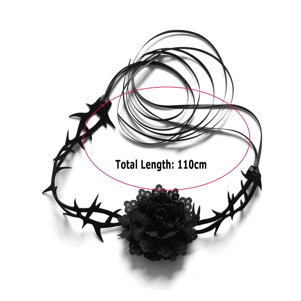 1PC Ladies Gothic Style Rose Thorn Necklaces