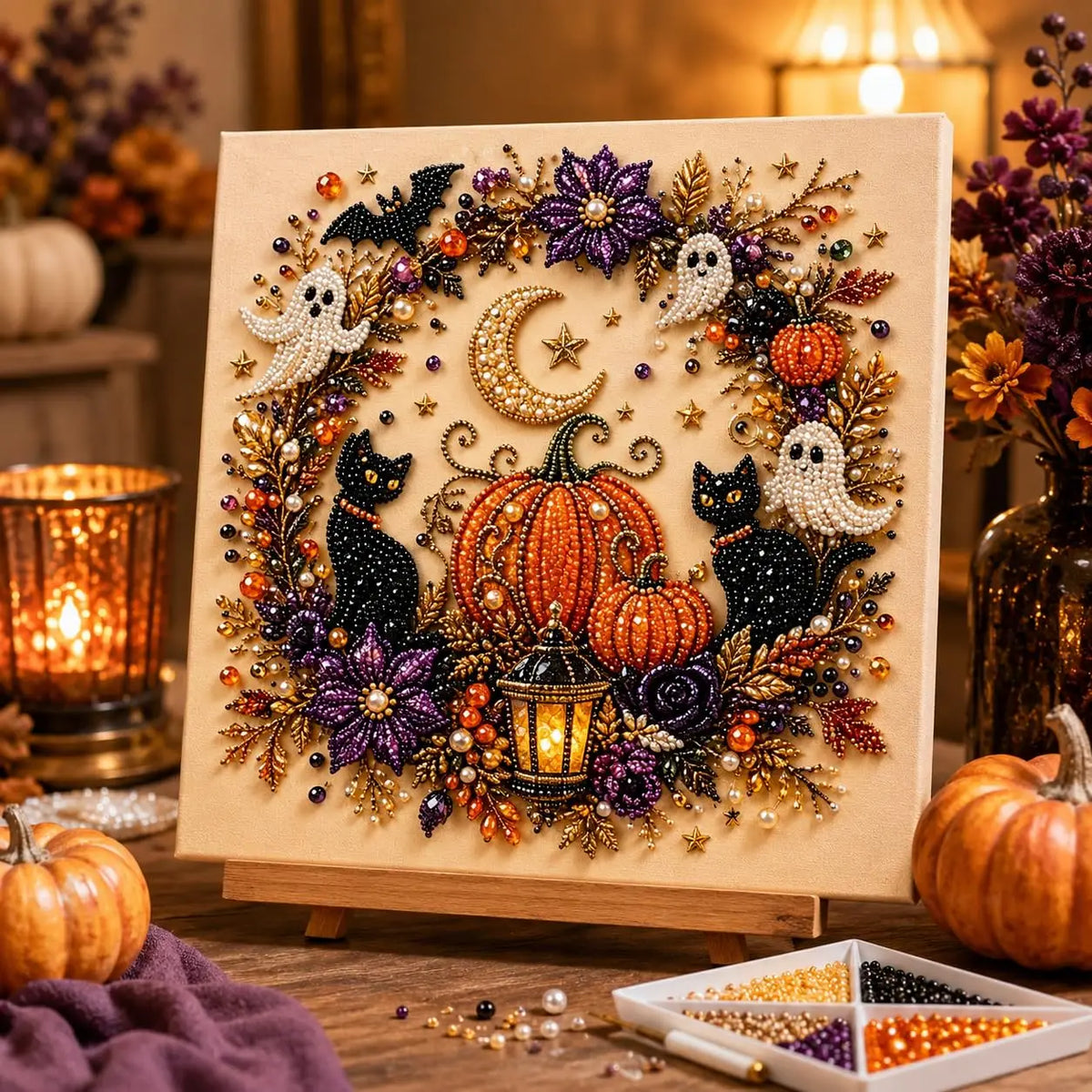 Halloween Ghost Pumpkin 3D Pearl Art DIY Kit