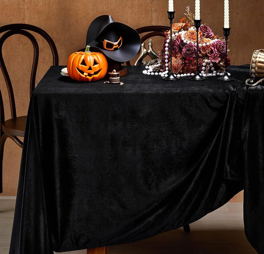 Black Velvet Tablecloth Halloween Party Table Cover