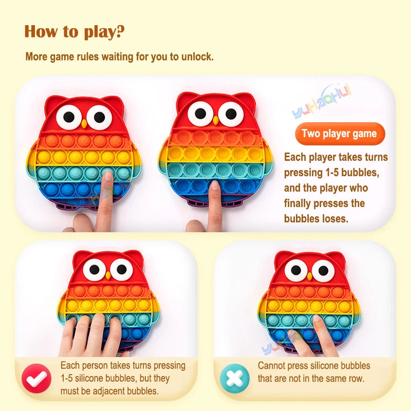 Rainbow Pop Push Bubble Fidget Anti Stress Relief Toys Adult Children Special
