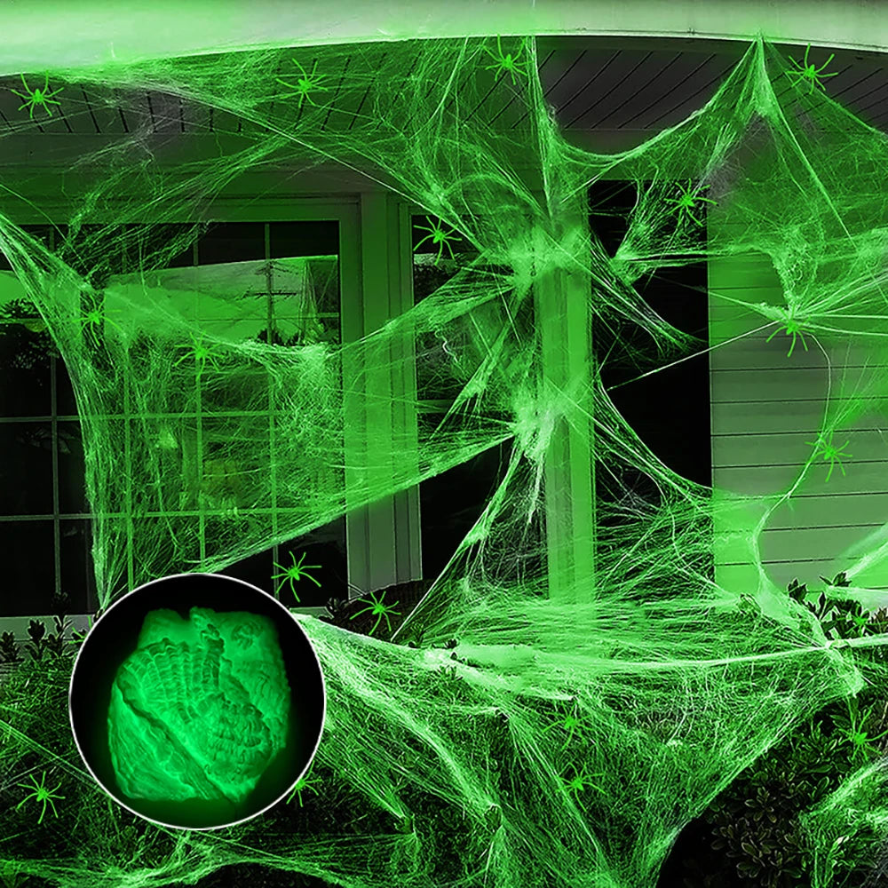Halloween Fluorescent Spider Webs Glow Dark Spider Webs Halloween Cobweb Outdoor