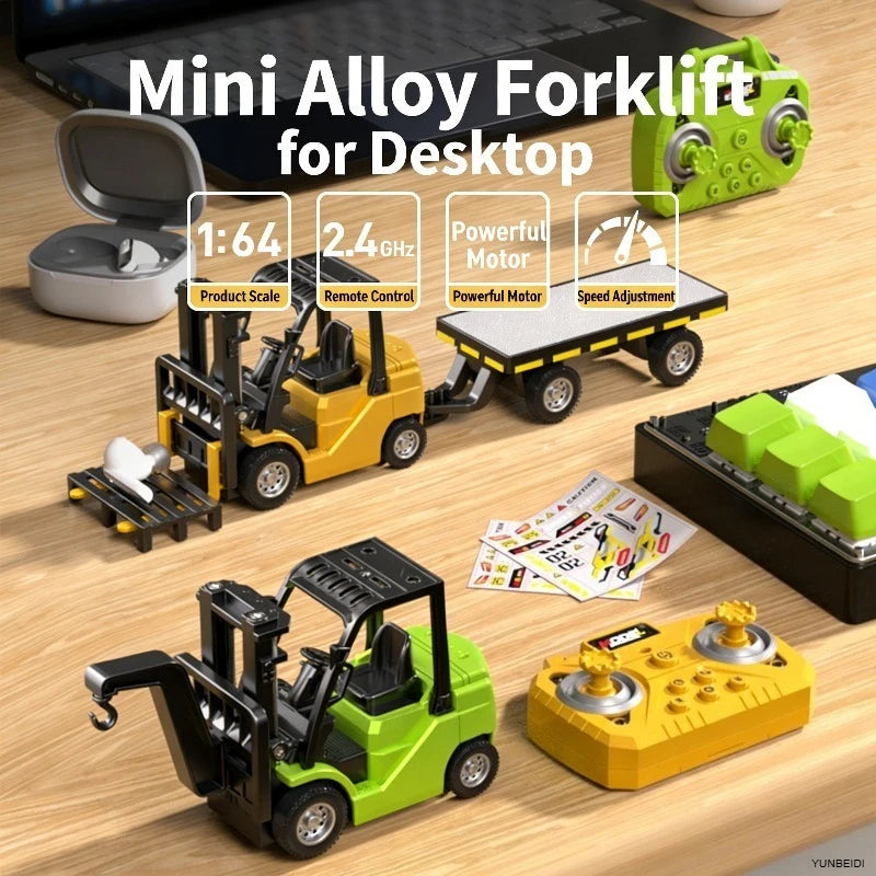 1:64 Remote Control Alloy Truck Forklift Trailer Worktop Mini Bluetooth RC
