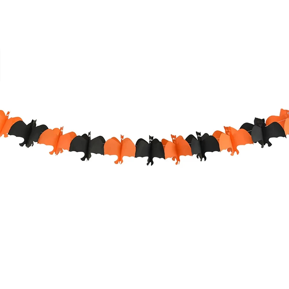 Halloween Garland Decorations 3M Pumpkin Bat Ghost Paper Garland Pull Flag