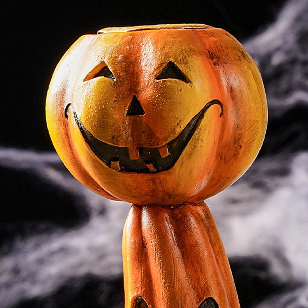 1PC Halloween Decor Retro Pumpkin Candlestick Resin