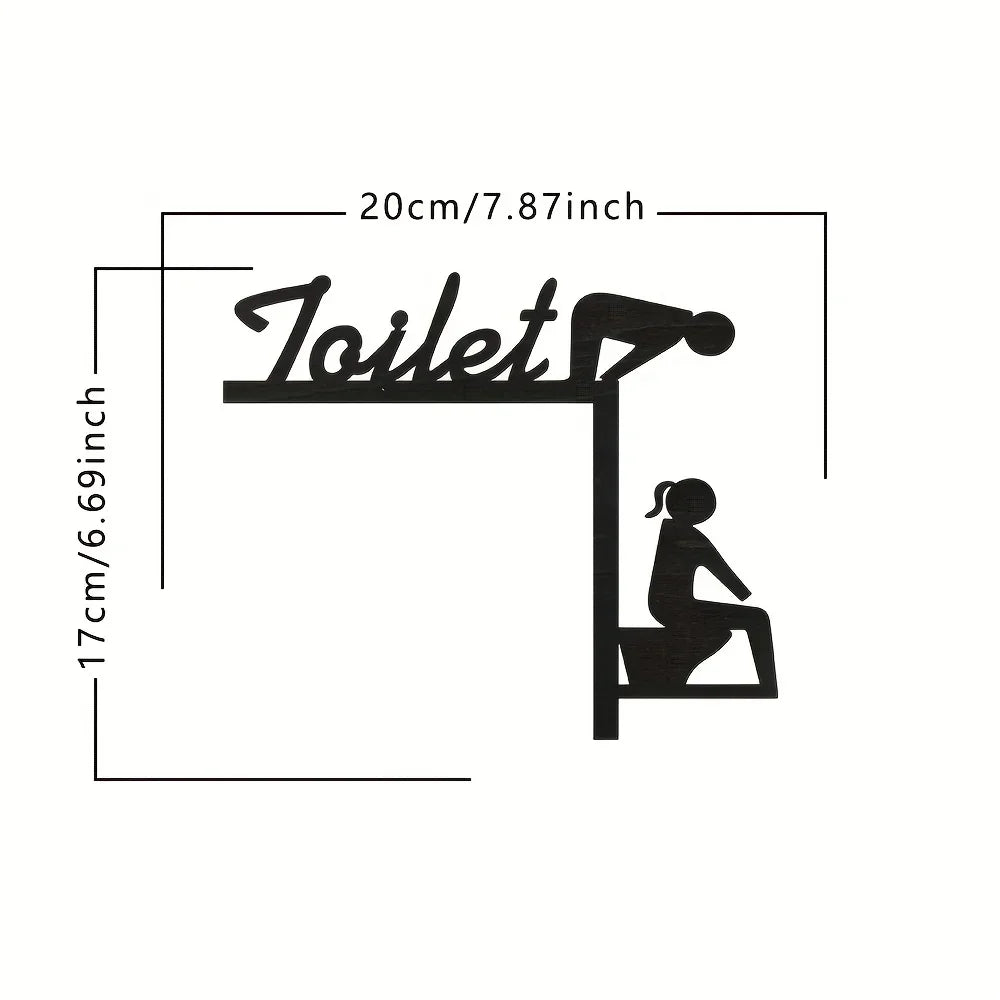 1pc Modern Metal Toilet Door Sign Stylish Thinking Room Wall Sculpture