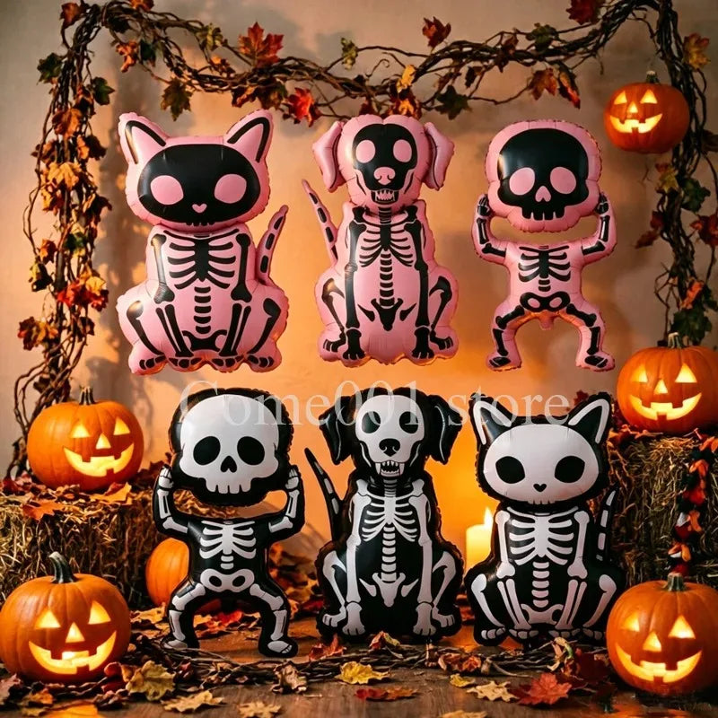 2026 New Halloween Ghost Skeleton Dog Cat Foil Ballons Halloween Festival