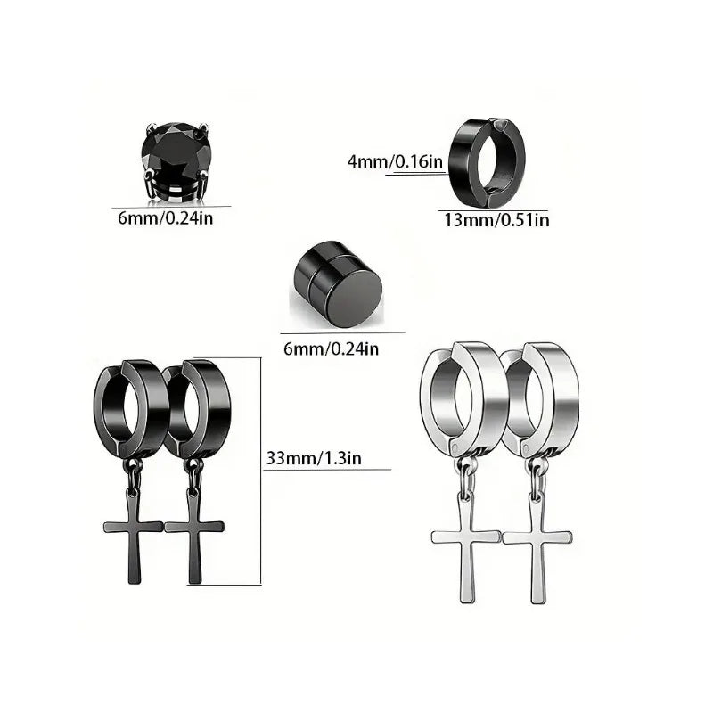 2pcs Punk Mens Strong Magnet Magnetic Ear Stud