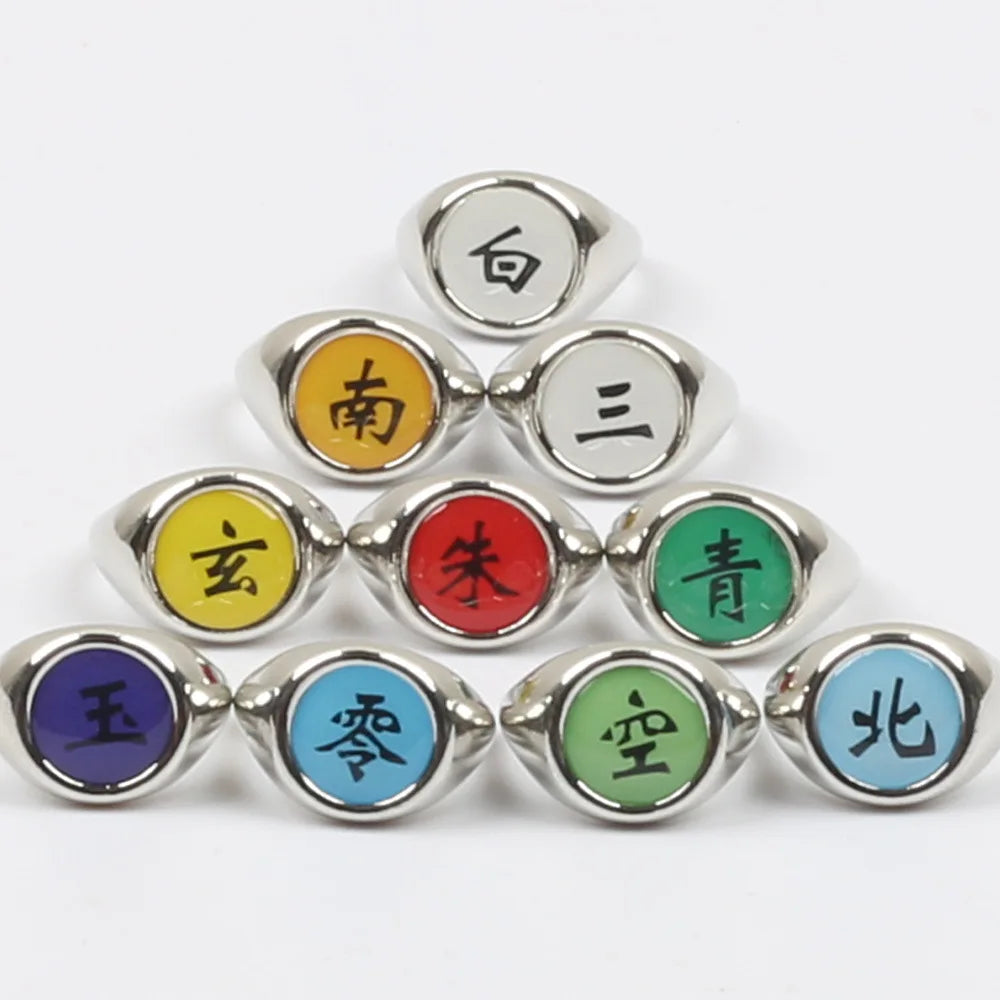 10PCS Set Anime Akatsuki Itachi Metal Rings Cartoon Cool Cosplay Accessory