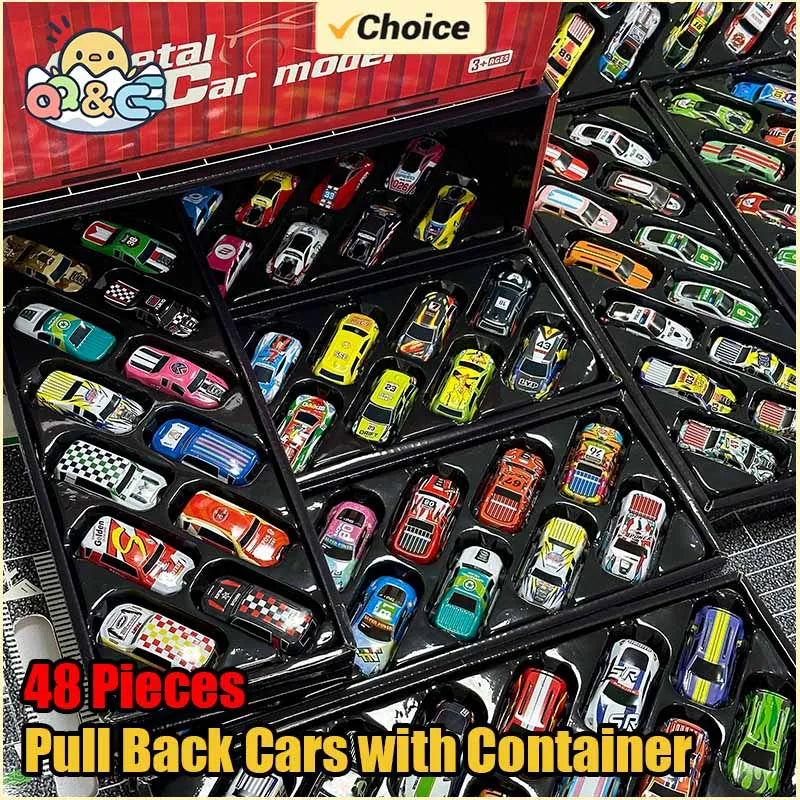 10-48 Pieces Mini Car Set Inertia Pull Back Cars Boys Plastic Vehicle Model