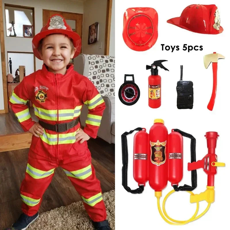 Kids Firefighter Costume Role-Play Uniform