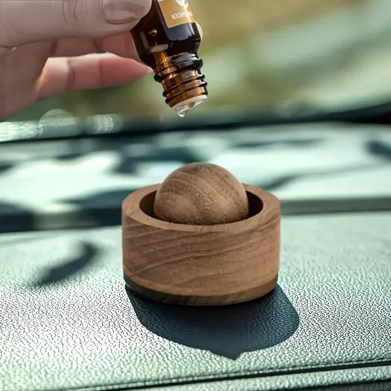 Car Wooden Essential Oil Diffusers Spherical Design Natural Fragrance Bedroom