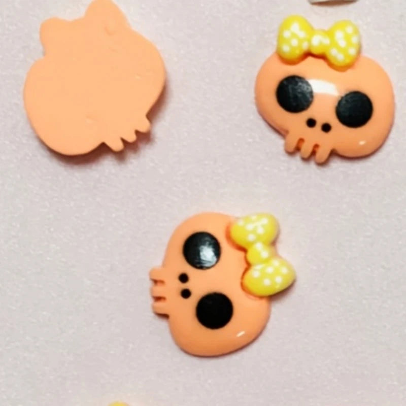 10pcs Macaron Color Skull Bow Skeleton Resin Handmade