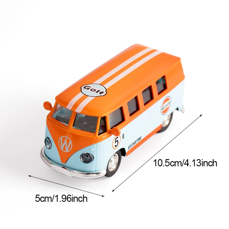 1:36 Bus Transporter Van Gulf Blue Alloy Diecast Model Volkswagen T1 Samba