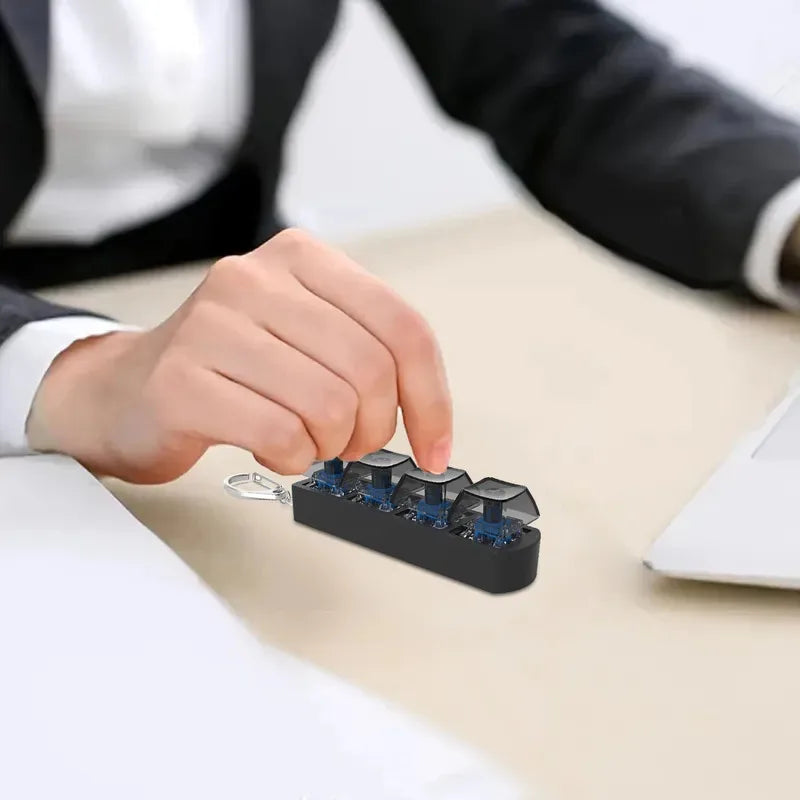 4-Key Finger Button Anti-Stress Toy Keychain