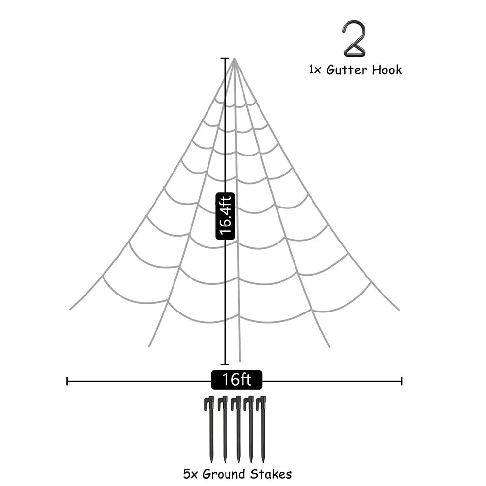 Halloween Triangle Spider Web 5m Simulation Prop