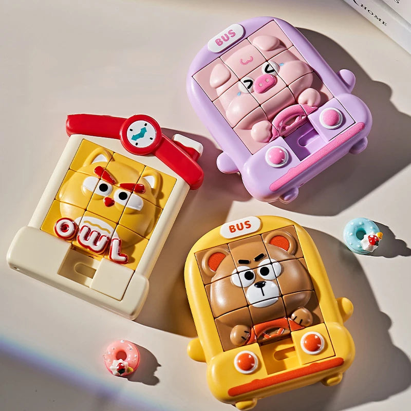 Children Cartoon Animal Slide Puzzles Toys Logical Thinking Training Challenges