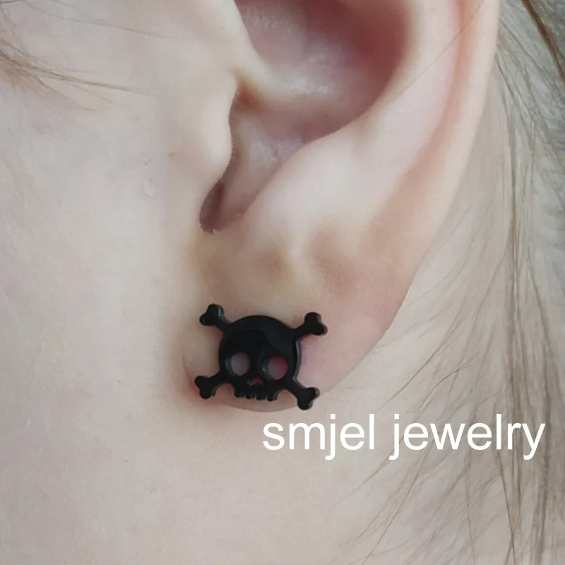 Punk Halloween Earring Black Stainless Steel Ghost