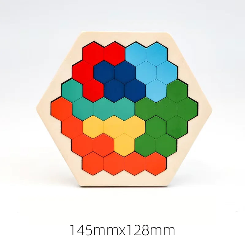 Wooden Blocks Puzzle Brain Teaser Tangram Jigsaw